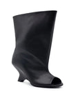 Women's Peep Toe Knee-High Boots Slip-On, Thick High Heels with Statement Heel, Microfiber Upper — Large Sizes