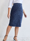 Plus Size Knitted Denim-Style Skirt for Women 1XL-3XL Spring/Summer