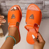 Women's Square Toe Cross Strap Flat Sandals - Summer Beach Flip Flops