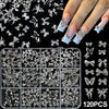 120-Pack 3D Gold Metal Nail Charms Bow Butterfly Diamond Star Nail Art Decorations