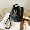 Women's Litchi Grain PU Leather Bucket Bag with Lock Cylinder – Small Crossbody Shoulder Phone Bag