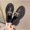 Women's Mary Jane Loafers – Round Toe Platform Flats with Metal Chain Buckle, Casual Oxfords