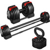 Adjustable Dumbbell Set 52.5 lb (24 kg) Fast-Adjust 3-in-1 with Tray for Men Women Strength Training