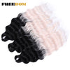 Synthetic Braiding Hair Extensions 24 in (60 cm) Loose Deep Wave Ombre Brown Rainbow Twist Crochet 3-Pack