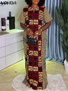 Plus Size 5XL Vintage Boho Print Summer Sundress Short Sleeve V-Neck Oversized Casual Dress