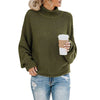 Plus Size Women's Knit Turtleneck Sweater Pullover (S-3XL) - Long Striped Loose Fit