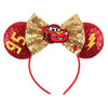 Mickey & Minnie Sequin Ear Headband with Bow – Disney-Inspired Hairband for Women & Kids, Party Cosplay