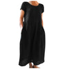 Women's Casual O-Neck Short Sleeve A-Line Ankle-Length Dress, Loose Office Spring/Summer Polyester