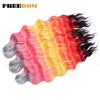 Synthetic Braiding Hair Extensions 24 in (60 cm) Loose Deep Wave Ombre Brown Rainbow Twist Crochet 3-Pack
