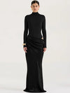 JULISSA MO Satin Hollow-Out Maxi Dress – Sleeveless High-Waist Black Evening & Party Gown
