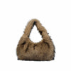 Hana Lau Women's Faux Fur Hobo Shoulder Bag – Soft Zipper Handbag, 27 cm x 14 cm (10.6 x 5.5 in)
