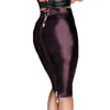 Plus Size Lockable PU Faux Leather Bodycon Knee-Length Pencil Skirt