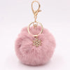 Snowflake Pom Pom Keychain for Women Soft Fur Car Key Ring Christmas Gift