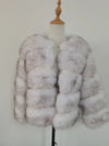 Women's White Faux Fox Fur Coat – Slim Plush Faux-Fur Winter Jacket