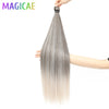 3-Pack 28-Inch (71 cm) Straight Crochet Braids Synthetic Hair Extensions High-Temperature Ombre Blonde Brown Gray