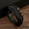 Men's Multi-Layer Woven Leather Bracelet with Alloy Magnetic Buckle - Punk Style, 19/21/23 cm (7.5/8.3/9.1 in)