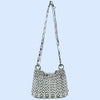 Handmade Silver Beaded Sequin Crossbody Bag, Woven Phone Clutch with Long Shoulder Strap for Women