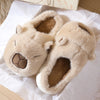 Cute Capybara Fur Cotton Slippers for Women - Warm Non-Slip Indoor Slides