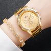 Women's Gold Stainless Steel Quartz Watch 38mm with Diamond Accent Bracelet
