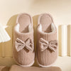 Women's Bowknot Plush Indoor Slippers – Soft Lightweight Winter House Shoes