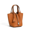 Women's Leather Bucket Bag – Basket-Style Drawstring Handbag, Mommy Bag for Bridal & Wedding