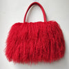 Women's Genuine Fox Fur & Leather Handbag - Square Winter Fur Coin Purse with Zipper