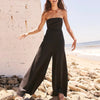 Tube Top High-Waist Wide-Leg Jumpsuit with Pockets – Sleeveless Summer Beach Playsuit