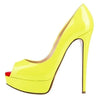 Women Platform Peep Toe Pumps 14cm (5.5 in) Thin Stiletto Patent Leather Party & Wedding Heels