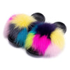 Real Fox Fur Slides for Women Luxury Furry Flat Slide Sandals