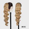 Long Ombre Blonde Synthetic Clip-In Braided Wavy Ponytail Hairpiece — Black to Brown Hair Extension