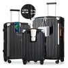 3/5-Piece Black Expandable Hard-Shell Luggage Set - 20/24/28 in (50.8/61/71.1 cm) Carry-On & Checked Bags with TSA Lock, Spinner Wheels, Cup Holder, USB Port