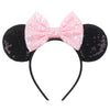 Disney Sequined Mouse Ear Headband with Rainbow Bow, Festival Party Hairband for Women & Girls