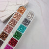 12-Grid Box 3D Nail Art Beads & Rhinestones - Colorful Pearls, Stars, Moons & Gold Slices for DIY Manicure
