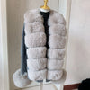 Women's Faux Fur Knit Cardigan with Faux Fox Fur Collar – Elegant Puff Sleeve Sweater Coat