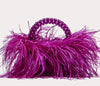Pearl Bead Feather Fur Acrylic Crystal Box Clutch — Handmade Evening Party Handbag