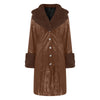 Women's PU Faux Leather Long Coat with Turn-Down Collar — Warm Casual Autumn Winter Jacket