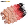 Synthetic Braiding Hair Extensions 24 in (60 cm) Loose Deep Wave Ombre Brown Rainbow Twist Crochet 3-Pack