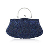 Retro Beaded Evening Clutch - Floral Sequin Wedding Party Handbag with Chain Strap