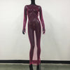 Shiny Rhinestone Fishnet Mesh Dress Long Sleeve O-Neck Hollow-Out Side Slit Sexy Beach Cover-Up for Women One Size