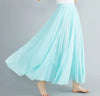 Women's Linen Cotton Ankle-Length Maxi Skirt Elastic Waist Pleated Boho Beach Vintage