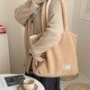 Large Faux Lamb Wool Plush Double-Sided Shoulder Tote Bag Furry Shopping and Book Bag for Women
