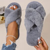 Women's Faux Fur Shearling Slippers — Cozy Indoor Slip-On with Instep & Toe Strap, EVA Sole