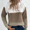 Plus Size Patchwork Knit Sweater - Oversized Long Sleeve Round Neck Pullover