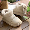 Women's Bow Accent Plush Ankle Snow Boots Fur-Lined Cotton Winter Boots