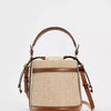 Small Woven Drawstring Bucket Bag for Women - Retro Stitching Shoulder & Crossbody Bag