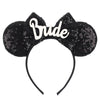 Sequin Snowflake Mouse Ear Headband with 5\" (12.7 cm) Bow – Kids & Adults Festival Party Cosplay Hairband