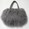 Women's Genuine Fox Fur & Leather Handbag - Square Winter Fur Coin Purse with Zipper
