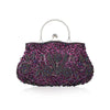 Retro Beaded Evening Clutch - Floral Sequin Wedding Party Handbag with Chain Strap