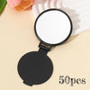 50-Pack Mini Foldable Round Makeup Mirrors - Portable Compact Travel Mirrors for Women, Polished Glass, Floor-Mount