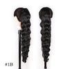 Long Ombre Blonde Synthetic Clip-In Braided Wavy Ponytail Hairpiece — Black to Brown Hair Extension